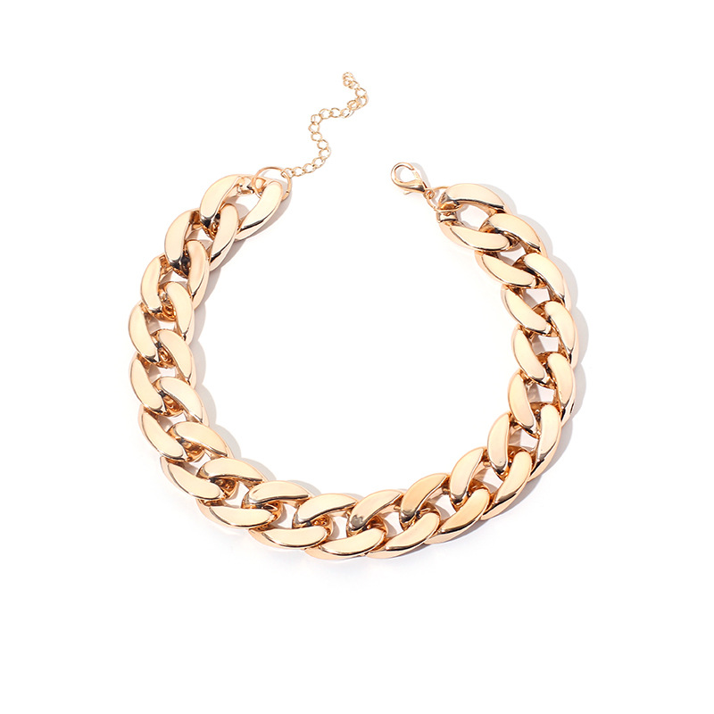 28g Weight Necklace Classification Wedding, Travel Occasion Unisex Gender Plating Design Simple Style Style White, Gold, Black Color Fashion Simple Thick Chain Women's Necklace Wild Style Hiphop Port Style Accessories Jewelry Nihaojewelry 10