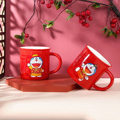 Official Licensed Doraemon Machine Cat Christmas New Year's Day Gift Ceramic Mug Cartoon Doraemon Water Cup