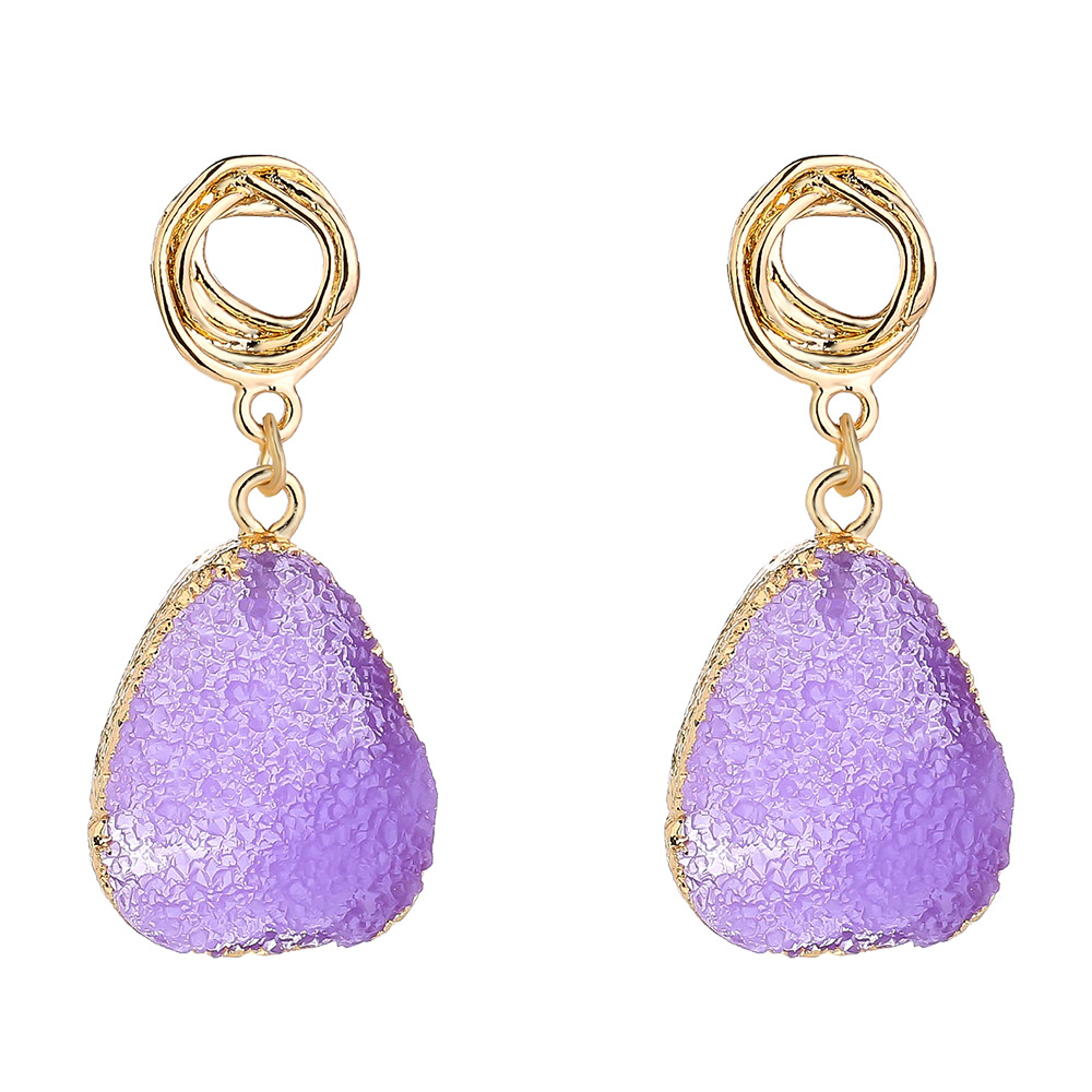 Boucles D&#39;oreilles Goutte D&#39;eau Violettes En Pierre Naturelle Imitation Simple display picture 7