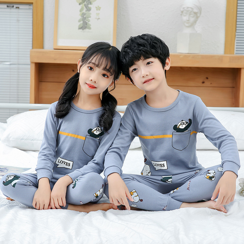 spring and autumn cotton material children Long johns suit Children's clothing girl Thermal Underwear CUHK Underwear Primer pajamas