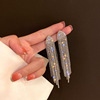 Silver needle, fashionable earrings, silver 925 sample, diamond encrusted, European style, internet celebrity