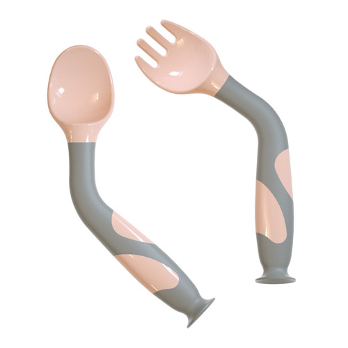 Suction cup twisting spoon children's fork spoon baby spoon baby tableware bendable baby licking spoon complementary food training spoon