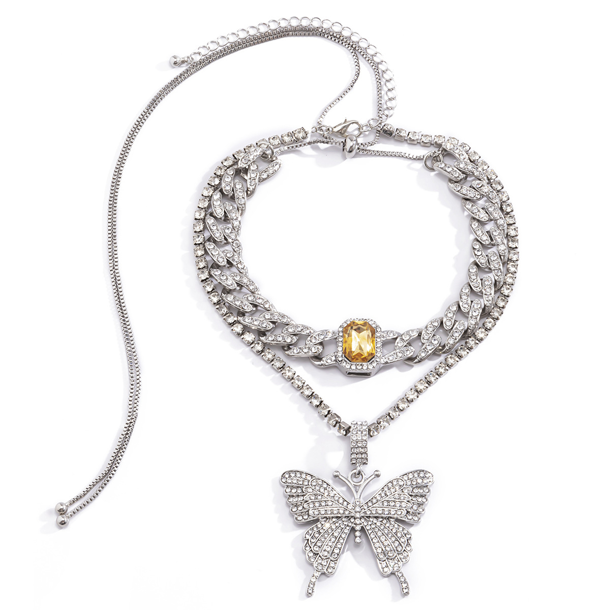 Collier De Pierres Précieuses Papillon Diamant Mode Exagéré display picture 9