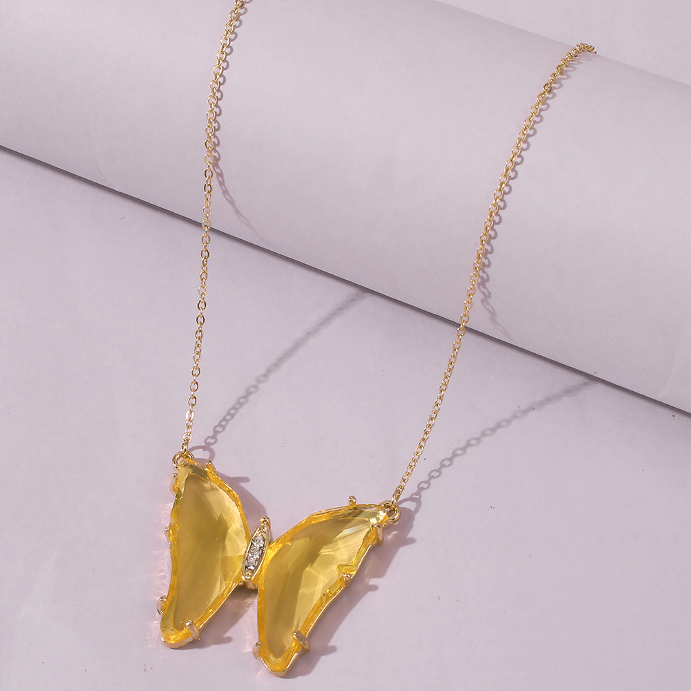 Fashion Butterfly Multicolor Glass Diamond Simple Trend Alloy Pendant Necklace Wholesale display picture 9