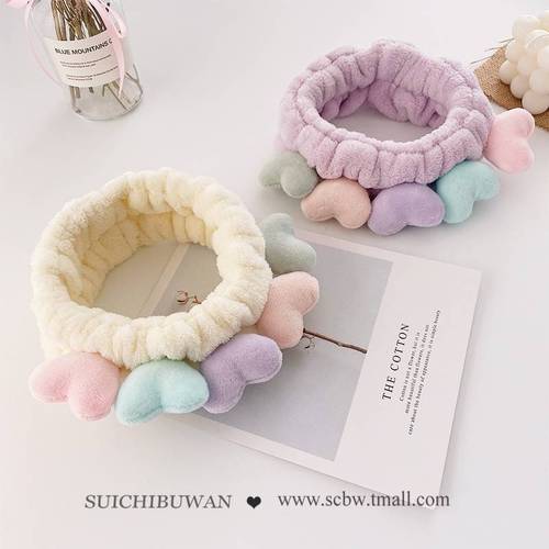 Little love face wash headband female Internet celebrity simple and cute girl hairband apply mask headdress Korean hair hoop headgear