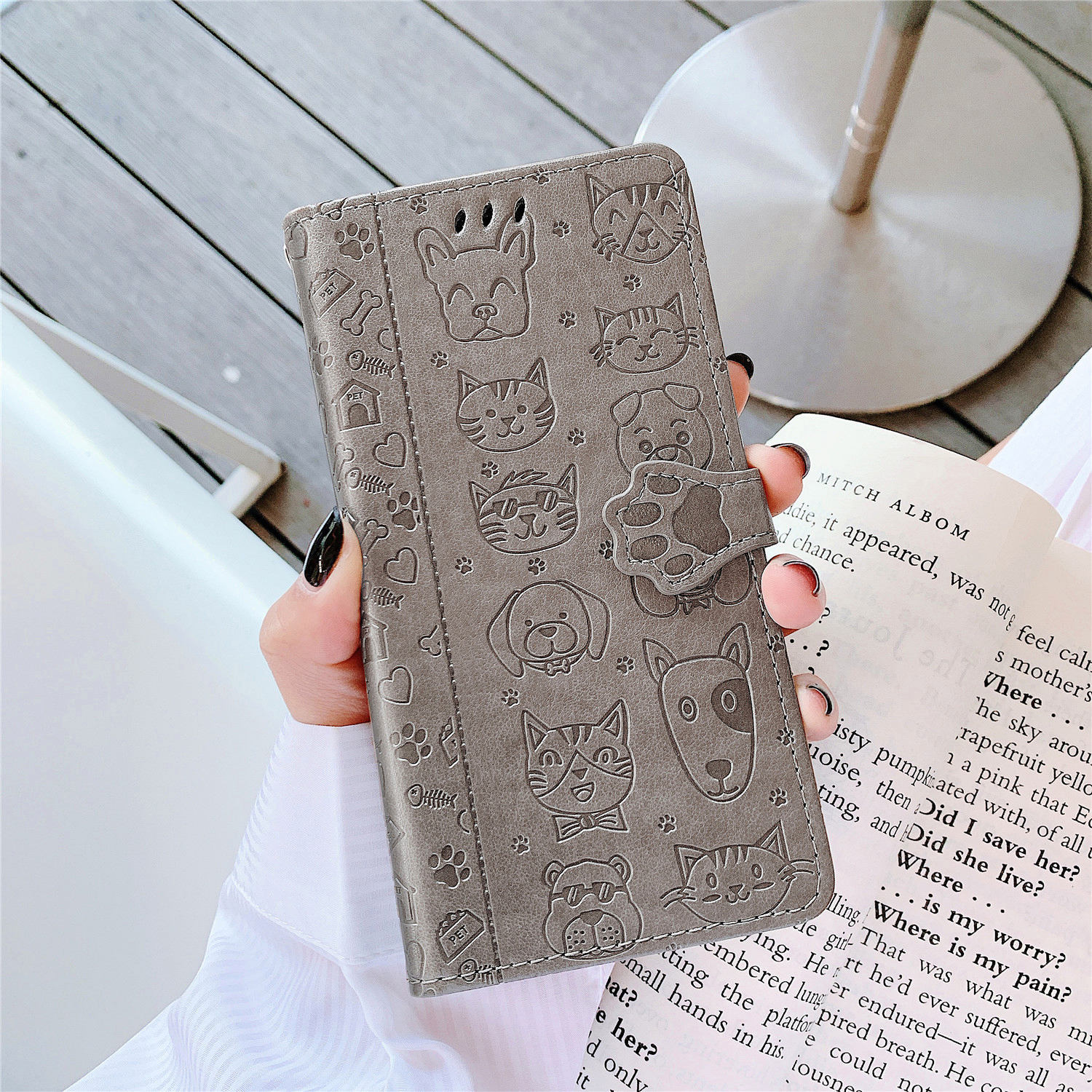 Embossed Leather Phone Case Wallet Card Holder For Iphone_voghion.com
