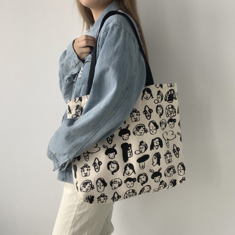 Otoño e Invierno nuevo gran capacidad bolsa de lona de hombro de las mujeres ulzzang retro lindo viaje de trabajo Estudiante bolsa de tela ins