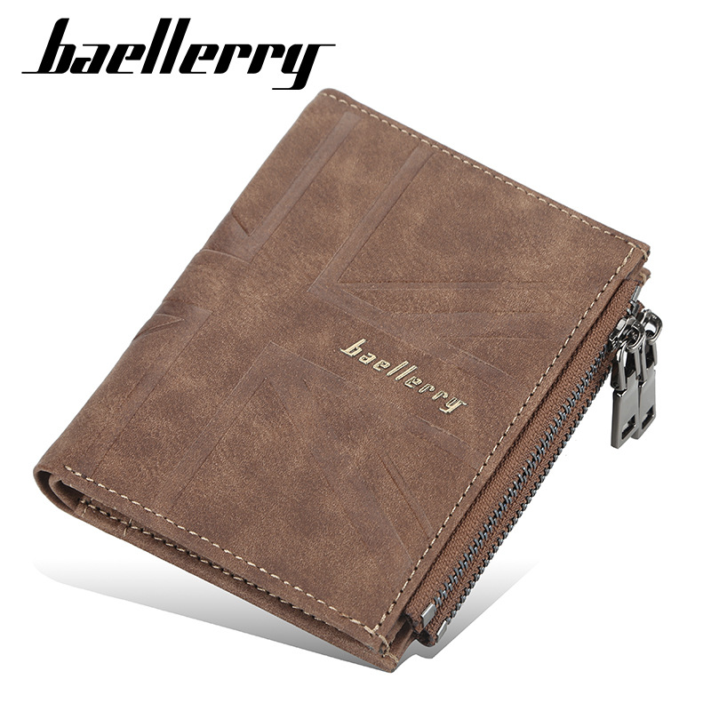 Men'S Short Wallet Korean Vertical Multi Card Double Zipper Wallet Youth Fashion Card Bag Man