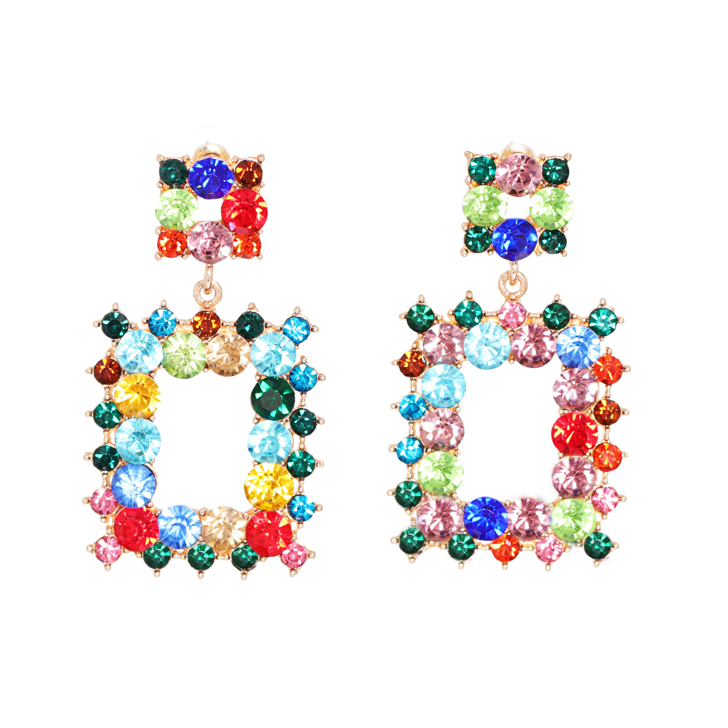 Women's Fashion Geometric Alloy Earrings With Colorful Rhinestone display picture 5