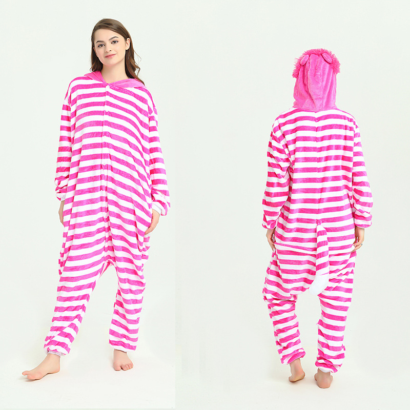 Pijamas de una pieza de coral grueso con diseño de animales de dibujos animados, franela cálida informal de manga larga, venta al por mayor del fabricante, gruesos y cálidos.