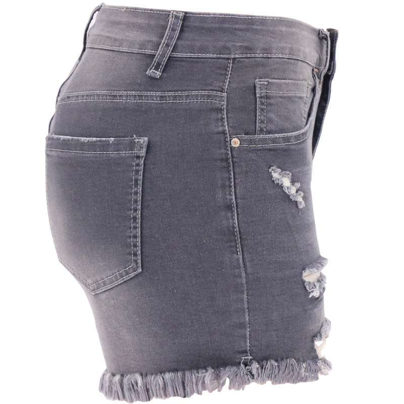 pantalones cortos de mezclilla de cintura alta con agujeros de cuatro colores NSYB65088