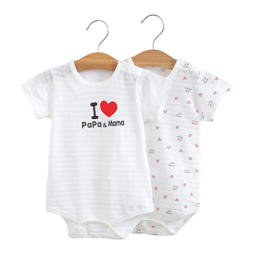 Two-piece infant short-sleeved short-sleeved clothing, new summer style, I love mom and dad, baby one-piece triangle short crawl suit