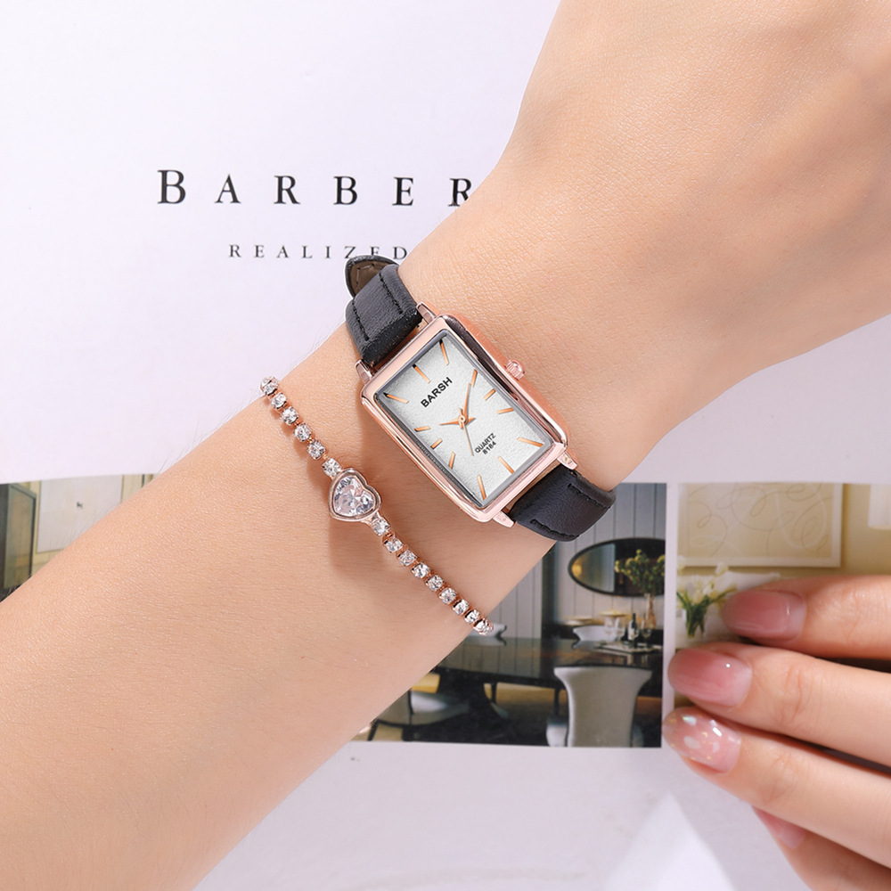 Pu Strap Material Watch Classification Pointer Display Type Fashion Rectangle Buckle Quartz Women's Watches