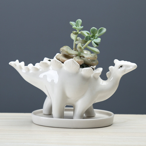 Supply of gardening cross-border creative succulent flowerpots indoor desktop cartoon ceramic flowerpots dinosaur ornaments