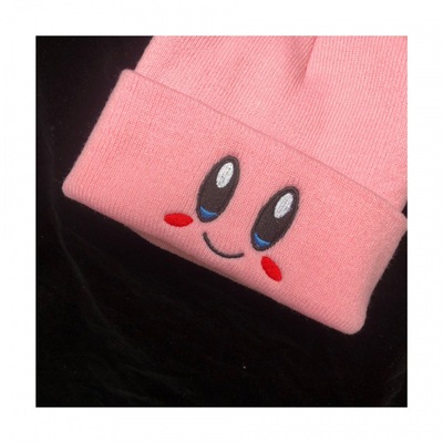 一件代发星之卡比可爱笑脸眼睛刺绣针织帽保暖套头帽子毛线帽