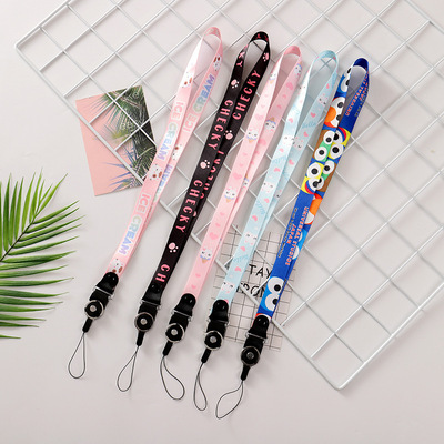 廠家生産手機挂繩雙面印花織帶2.0寬熱轉印挂脖長款卡套挂繩批發