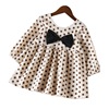 Girls dot dress long sleeve spring and autumn butterfly dew back princess skirt