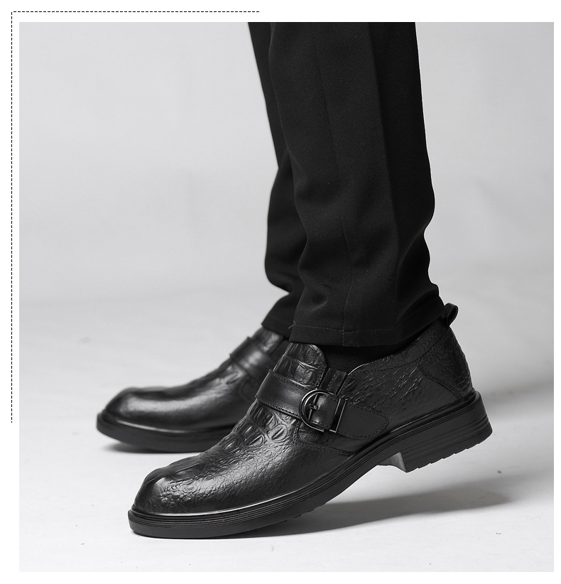 Men's Leather Casual Shoes Crocodile Pattern Business Footwear_voghion.com