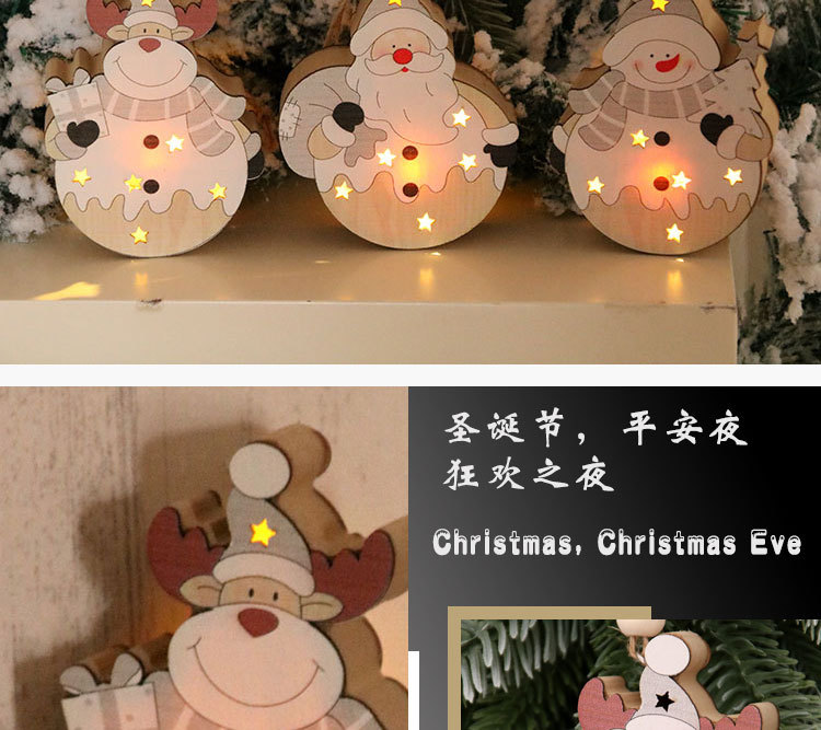 Christmas Wooden Luminous Pendant Santa Claus Tree Pendant display picture 7