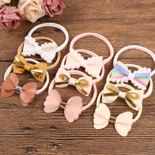 21103 Baby seamless small headband set, bow headband three-piece set, hair tie, children's accessories