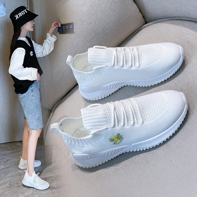 夏季新款雛菊椰子鞋休閑鞋女韓版休閑飛織運動鞋女士潮流運動鞋