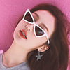 Fashionable brand sunglasses, trend glasses with bow, cat's eye