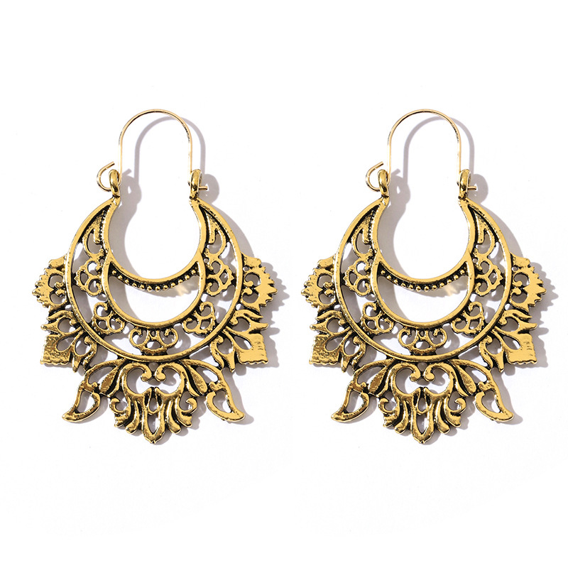 Bohemian Ethnic Carved Rotating Hollow Flowers Retro Earrings Wholesale Nihaojewerly display picture 32