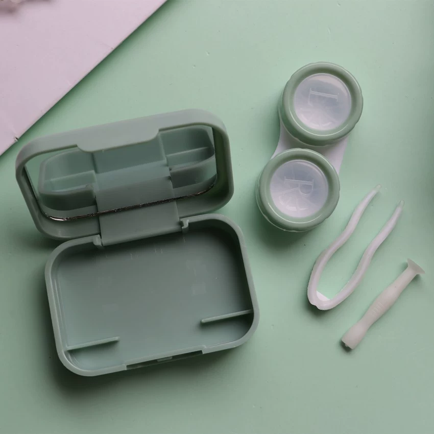 Contact Lens Case Set, Compact Storage Box with Mirror, Tweezers & Applicator, 62×42×22 mm