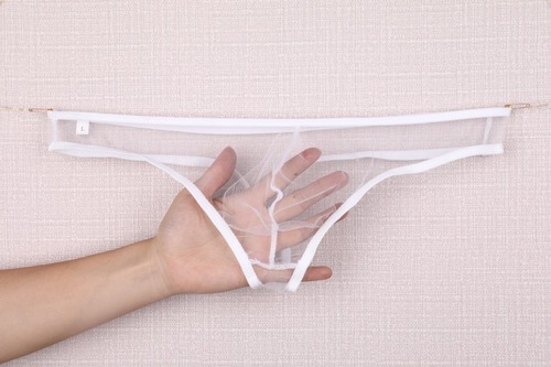 European and American men's underwear transparent pouch low-rise fine mesh G-string large size C-035