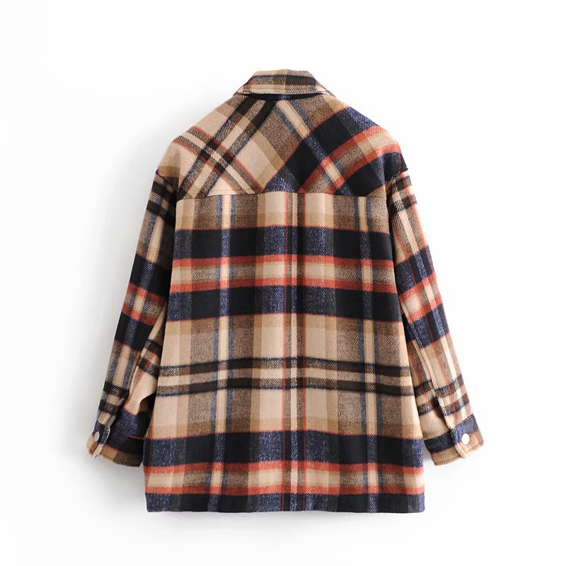 wholesale autumn women s plaid woolen shirt jacket NSAM6394