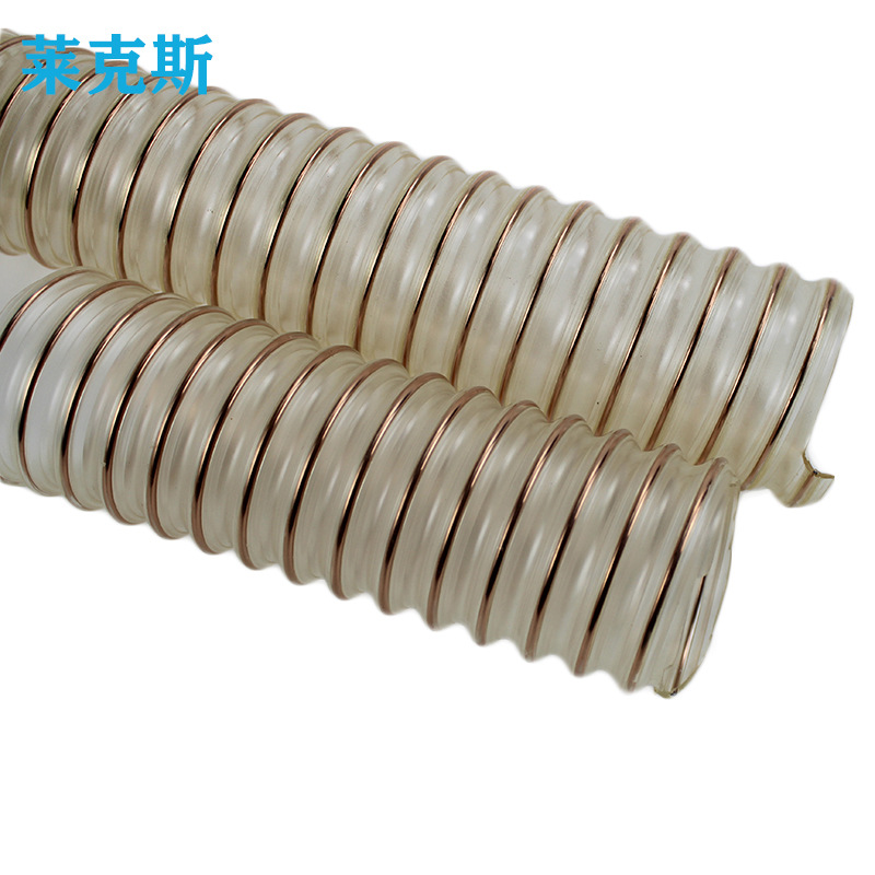 供应木工机械除尘透明钢丝软管 工业吸尘软管 PU吸尘管