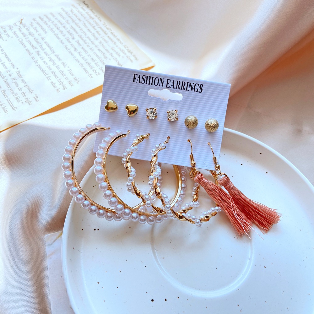 Hot Selling Tassel Earrings Creative Simple Retro  Earring Set 6 Pairs display picture 30