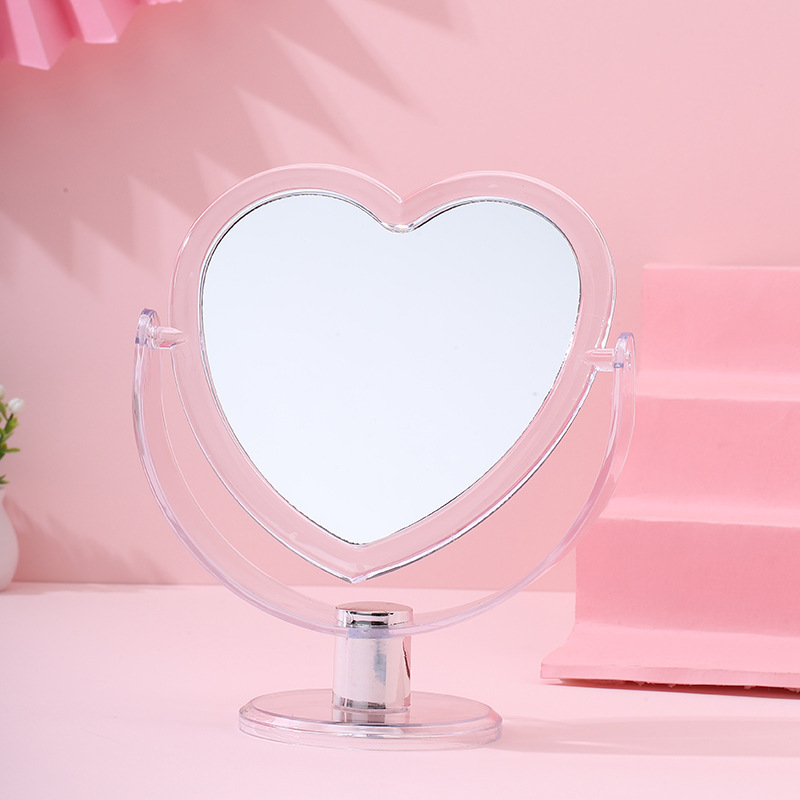 Espejo de maquillaje de amor de escritorio espejo de doble cara transparente ins Internet Celebridad Belleza Espejo dormitorio de estudiantes lindo espejo de maquillaje promoción