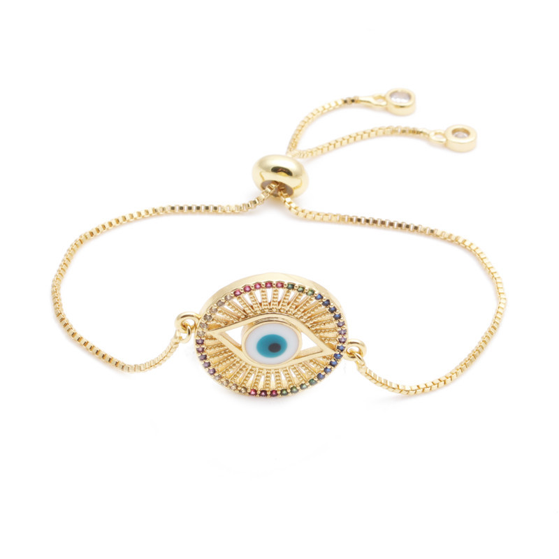 fashion trend new products micro-set zircon evil eye adjustable ladies bracelet wholesale nihaojewel
