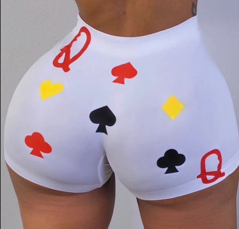 European And American Women'S Sexy Women'S Tights Poker Printed Shorts Yoga Pants