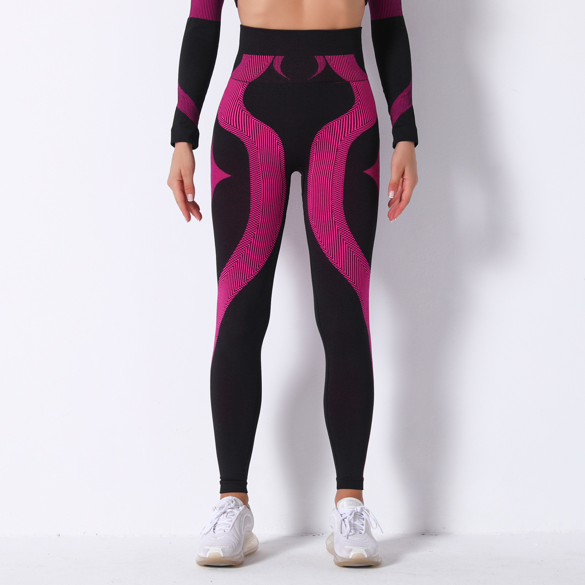 pantalones de fitness a rayas sexy sin costuras que levantan la cadera NSNS11055