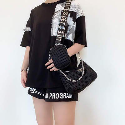 女包2020新款ins超火牛津布三合壹斜挎包百搭腋下鏈條包包女潮流