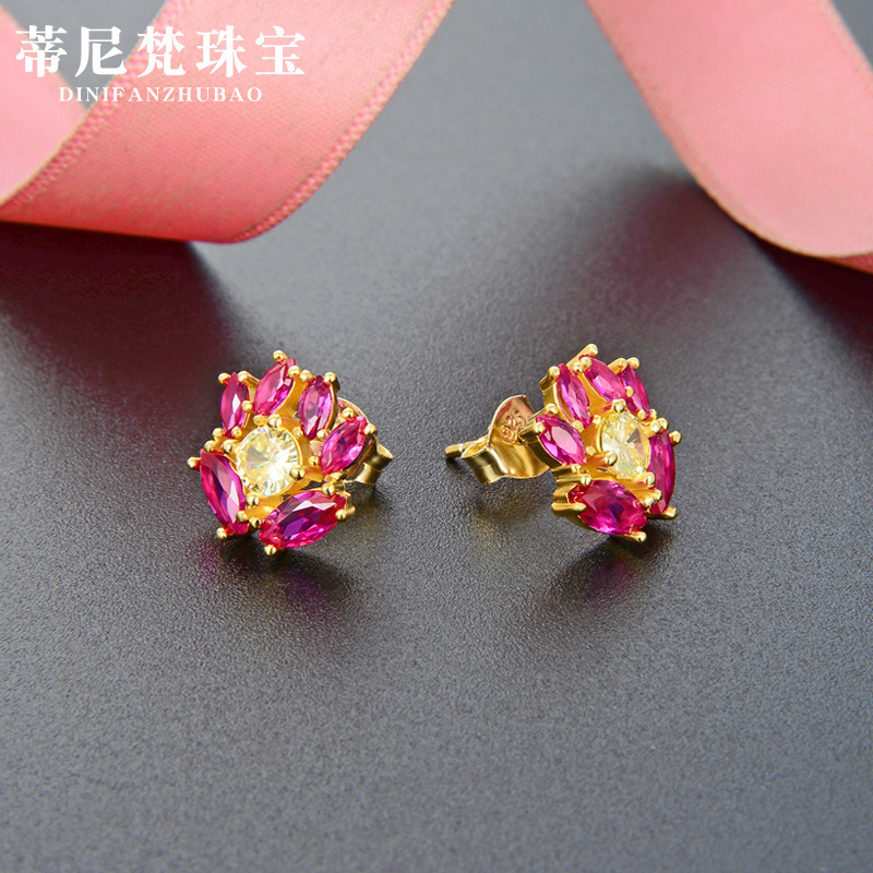 Pendientes de cristal de plata s925 europeos y americanos Pendientes chapados en oro de lujo de la luz de las mujeres Pendientes de moda Fuente de fábrica Entrega de una sola pieza