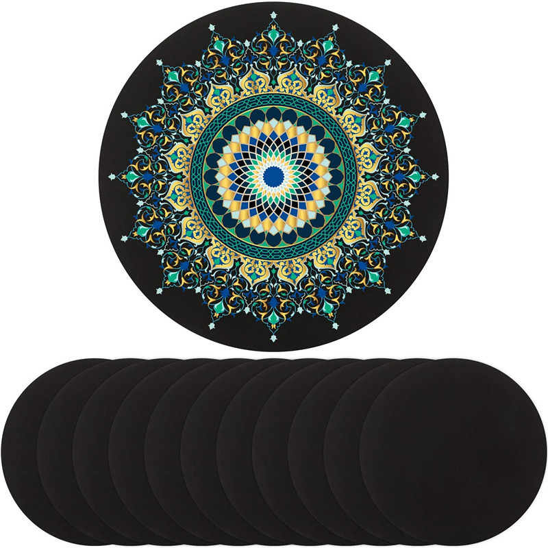 17cm8片黑色圆形绘画纸板用于曼陀罗点绘画套装17 厘米 x 17 厘米