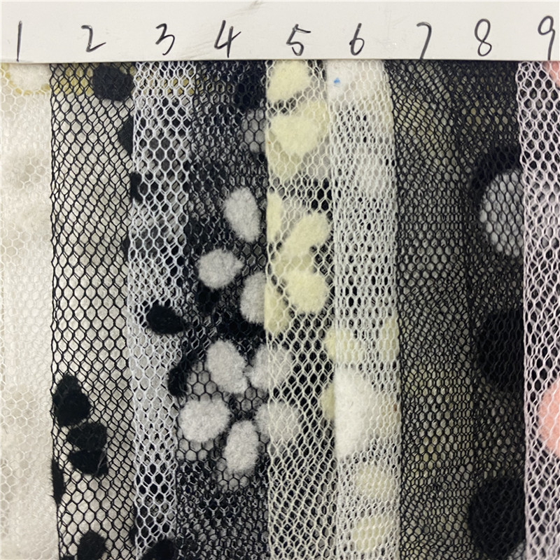 现货 足码 爆款 植绒六角网眼布 鞋帽玩具婚纱礼服连衣裙童装面料