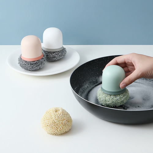Selected Original Steel Ball Stainless Steel Replaceable Pot Washing Brush Biodegradable Fiber Cleaning Ball