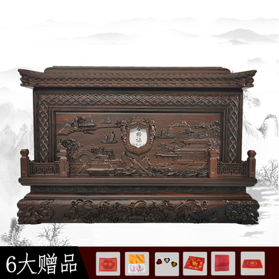 山清水秀实木骨灰盒长彪纸花殡葬祭祀用品殡仪馆防潮防蛀寿盒|ru