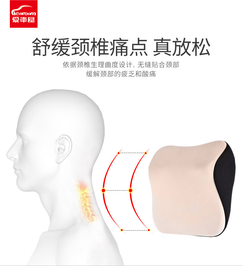 Aichewu New Car Headrest Lumbar Support Neck Pillow Seat Lumbar Pillow Space Cotton Car Lumbar Pillow Waist Cushion