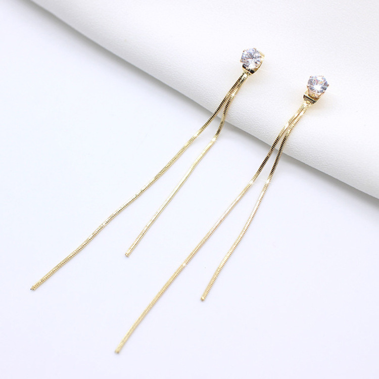 Korean Long Chain Tassel Jewelry New 316l Titanium Steel Earrings display picture 4