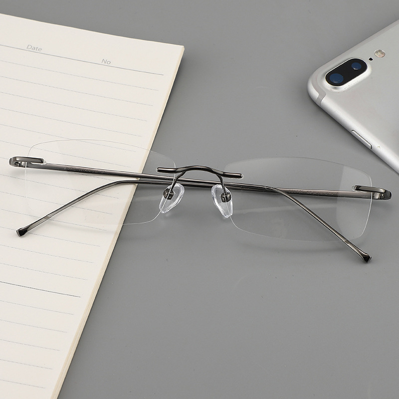 Pure titanium Frameless glasses Spectacle frame Ultralight myopia glasses optics glasses Foot sleeve silvery
