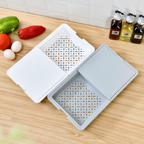 Household multi-functional cutting board three-in-one double-sided cutting board kitchen supplies plastic cutting vegetable washing vegetable draining flip-top cutting board