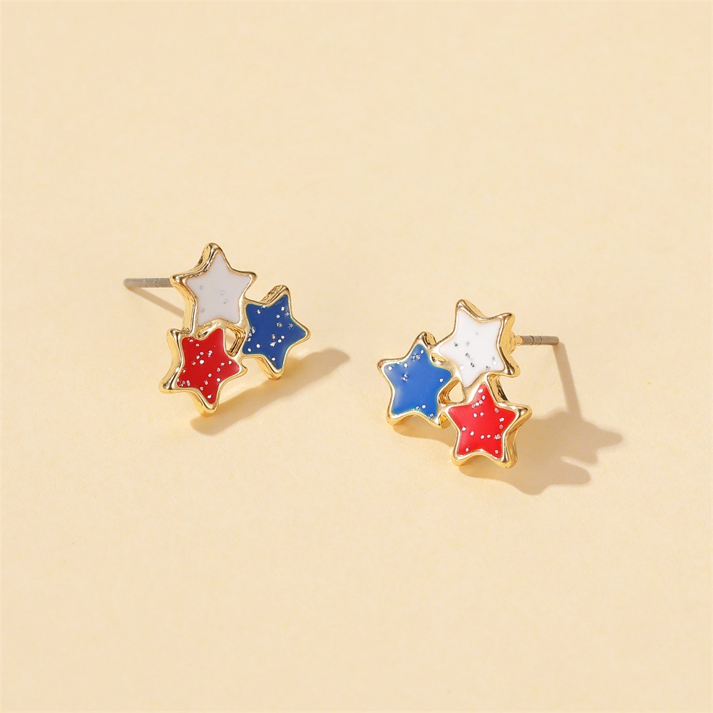 New Style Ladies Sweet Color Three Stars Earrings Dragonfly Butterfly Earrings Flag Color Earrings Wholesale Nihaojewelry display picture 1