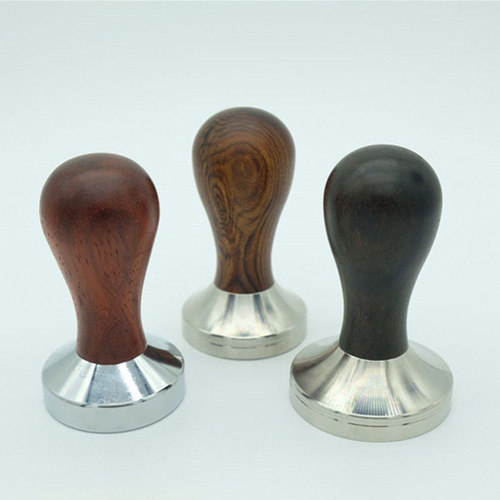 Stainless steel coffee press, wooden handle press hammer, coffee machine handle powder dispenser, coffee accessories wholesale