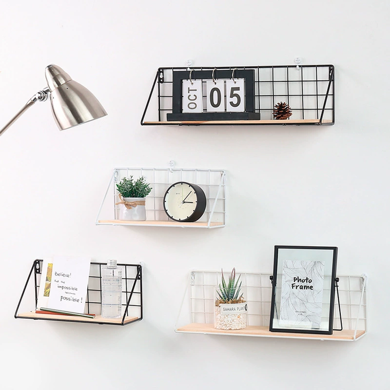 Простая настенная стойка для хранения без перфорации Настенная стойка для хранения в спальне Твердая древесина Перегородка для хранения одним словом Настенная подвеска