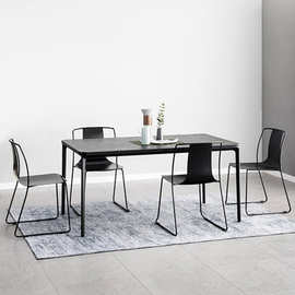 新品上新现代简约纯铁艺冷轧钢北欧现代中式黑色椅子餐椅